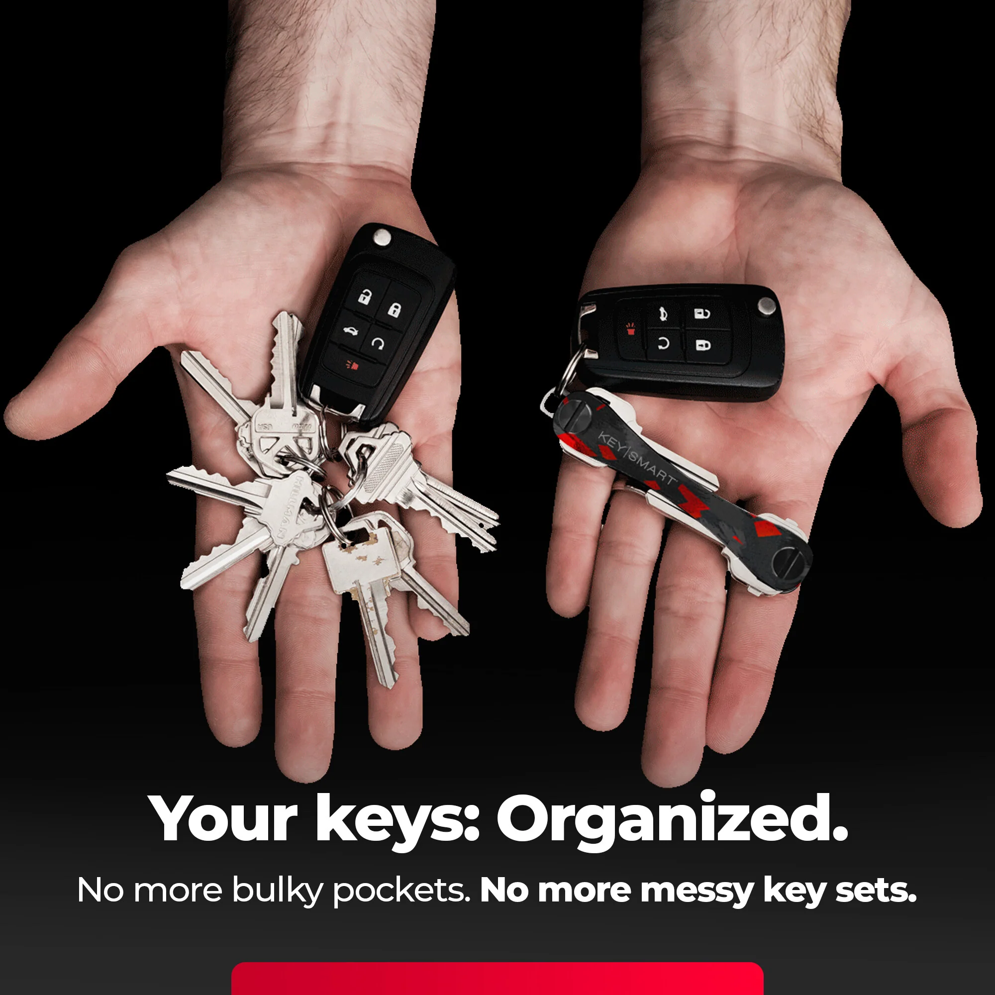 KeySmart Classic Red Forged Carbon | Original Compact Key Organizer | Holds Up To 14 Keys - Image 3