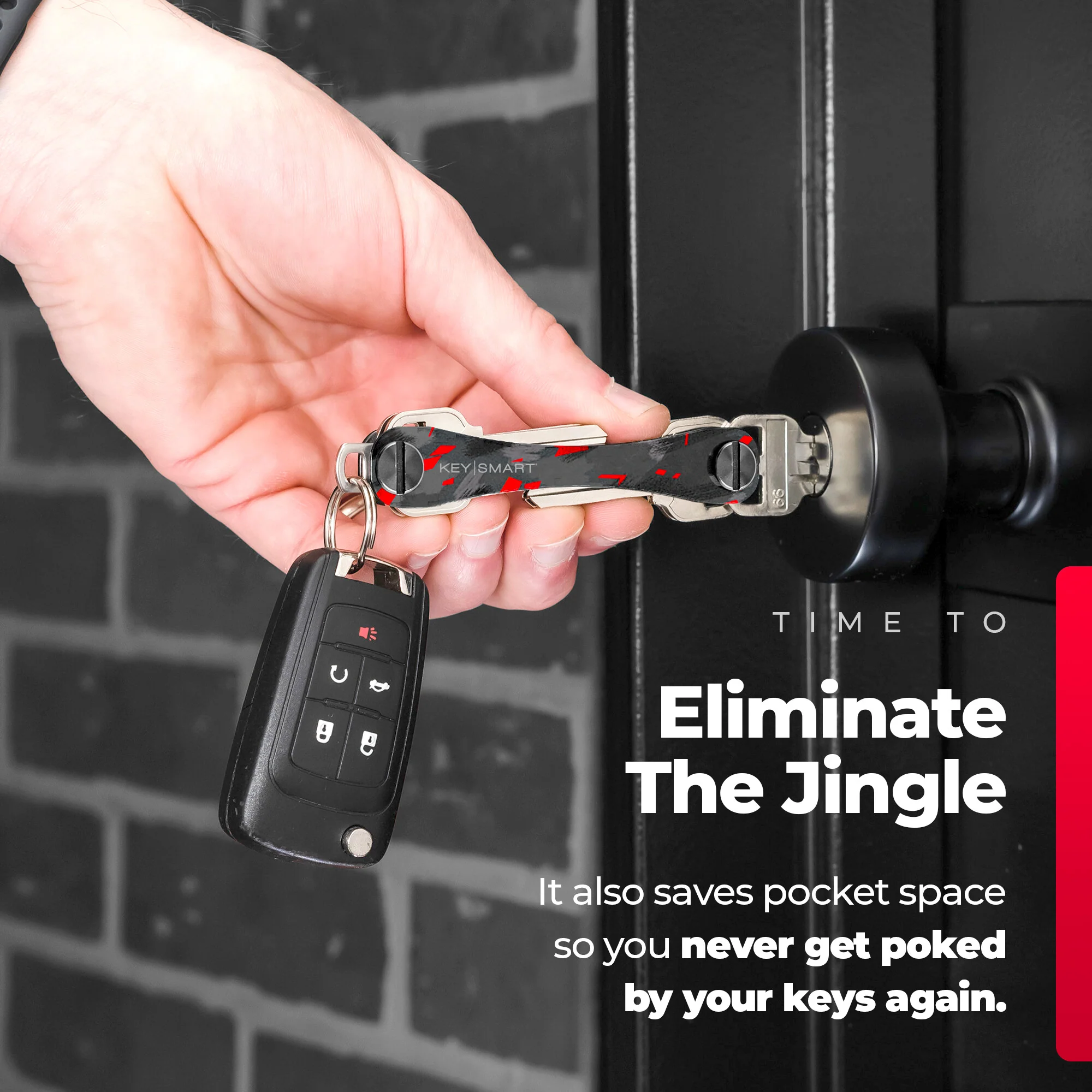 KeySmart Classic Red Forged Carbon | Original Compact Key Organizer | Holds Up To 14 Keys - Image 4